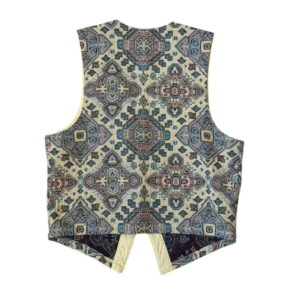 Gotcha Covered VTG Tapestry Vest Womens Sz Medium Kilim Western Whimsy 90s USA - Picture 8 of 8
